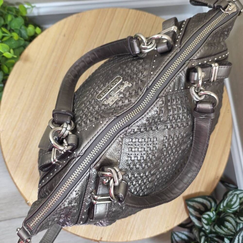 Coach Madison Woven Leather Sophia Satchel - Picture 14 of 16